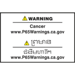 Multilingual Prop 65 Label "Cancer", 1"x1-1/2"_noscript