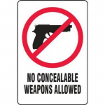 Safety Sign "No Concealable Weapons", Dura-Plastic_noscript