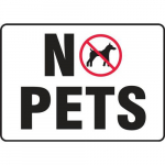 Pet Sign "No Pets", Adhesive Dura-Vinyl, 7" x 10"_noscript