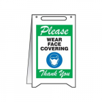 Fold-Ups Sign "Please Wear Face Covering", Green_noscript