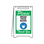 Fold-Ups Sign "Please Wear Face Mask Thank", Green_noscript