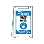 Fold-Ups Sign "Please Wear Face Mask Thank", Blue_noscript