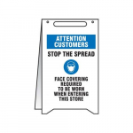 Fold-Ups Sign "Attention Customers Stop The Spread_noscript