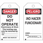 Lockout Tag, Do Not Operate Electricians, Paper_noscript