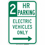 2 Hr Parking Electric Vehicles Only Sign, Right_noscript