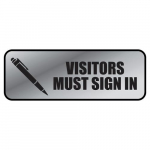 Sign, 3" x 9" Metal Design, "Visitors Must"_noscript