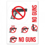Decal, 8" x 12", "No Guns"_noscript
