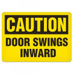 Caution Sign "Door Swings Inward" 7" x 10"_noscript