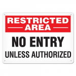 7" x 10" Aluminum Sign "Restricted Area - No..."_noscript