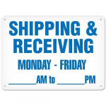 Hours Sign "Shipping & Receiving", 10" x 14"_noscript