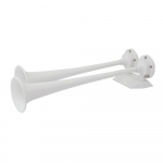 12V White Epoxy Coated Dual Trumpet Air Horn_noscript