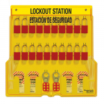 20-Lock Padlock Station, English/Spanish, Anodized Aluminum Padlocks_noscript