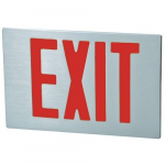 Red Letter, Brushed Aluminum Cast Aluminum LED Exit Sign_noscript