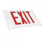 Red Letter, White Cast Aluminum LED Exit Sign_noscript