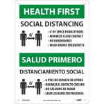 "Health First Social Distancing", Eng/Esp Sign_noscript
