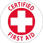 Hard Hat Label "Certified First Aid"_noscript