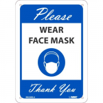 "Please Wear Face Mask Thank You", Blue Sign_noscript