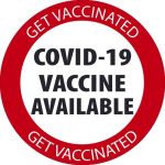 "Covid-19 Vaccine Avai-lable" Label, Adhesive Vinyl_noscript