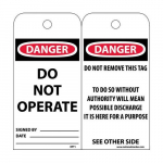 6" x 3" Danger "Do Not Operate Cardstock" Tags_noscript