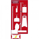 Cleaning Station Shadow Board, Red/White, Acrylic_noscript