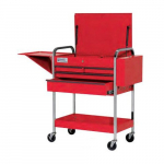 41" x 17" x 36-7/32" 4-Drawers with Lid, Rack and Shelf Red Service Cart_noscript