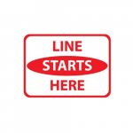 Floor Sign, "Line Starts Here", 9x12"_noscript