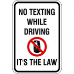 Aluminum Sign: "No Texting While Driving"_noscript