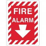 Aluminum Sign: "Fire Alarm" w/ Arrow Symbol_noscript