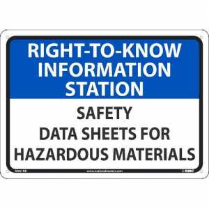 NMC Right-to-Know Information Station Safety Data Sheets for Hazardous Materials, 10X14, Rigid Plastic Sign