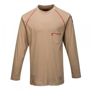 Portwest FR01 Bizflame Flame Resistant Crew Neck Sweatshirt Khaki, 3X-Large