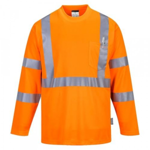 Portwest S191 Hi-Vis Long Sleeve Pocket T-Shirt Orange, Small