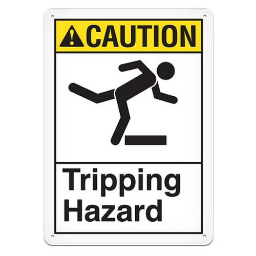 GHS Safety ANS3001AL Safety Sign "Caution Tripping Hazard" Heavy