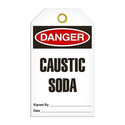 GHS Safety TG1083PT Tag Danger "Caustic Soda", Poly Heavy Duty Depot