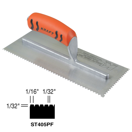 Kraft Tool Company ST405PF 1 16 X 1 32 X 1 32 U Notch Trowel kraft-tool-company-st405pf-1-16-x-1-32-x-1-32-u-notch-trowel