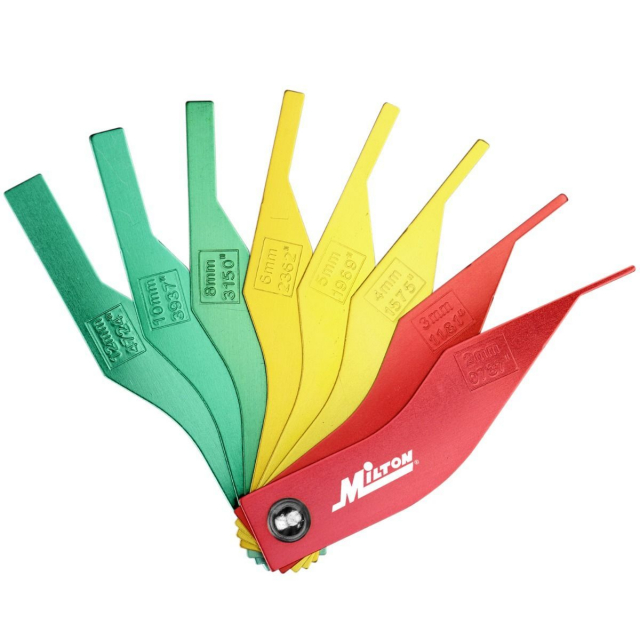 Milton 942 8Piece Manual Brake Pad Gauge Metric/SAE Tool Set Heavy