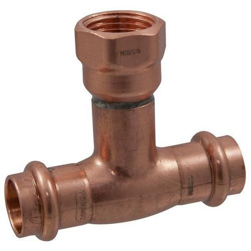 NIBCO 9116516PC PC612 Wrot Copper, Tee P x P x F, 1" x 1" x 3/4